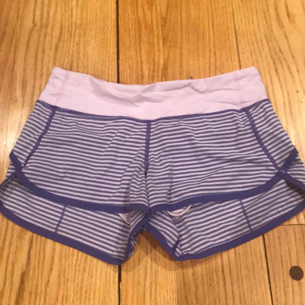 purple striped workout shorts